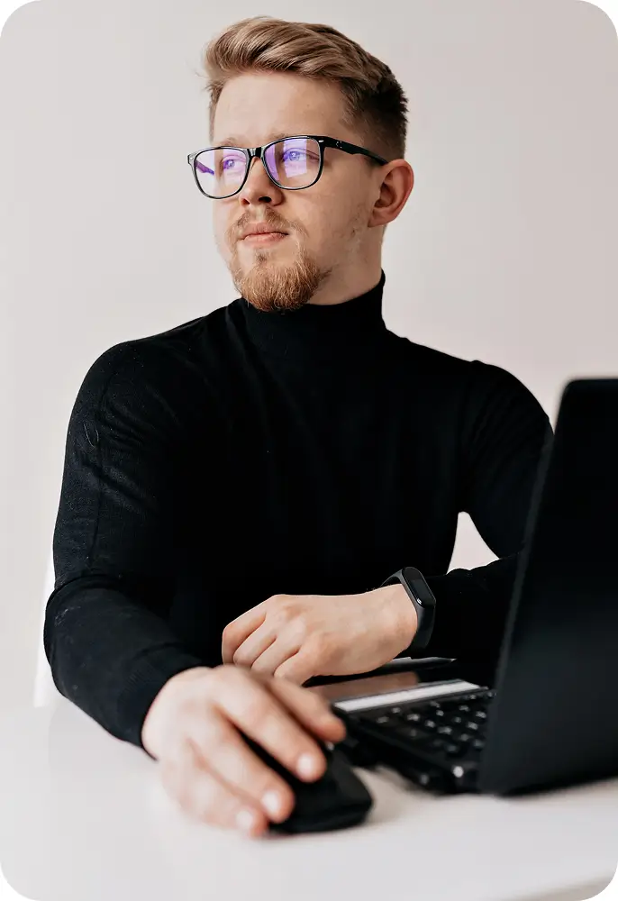 Lloyd Jefferson working on laptop
